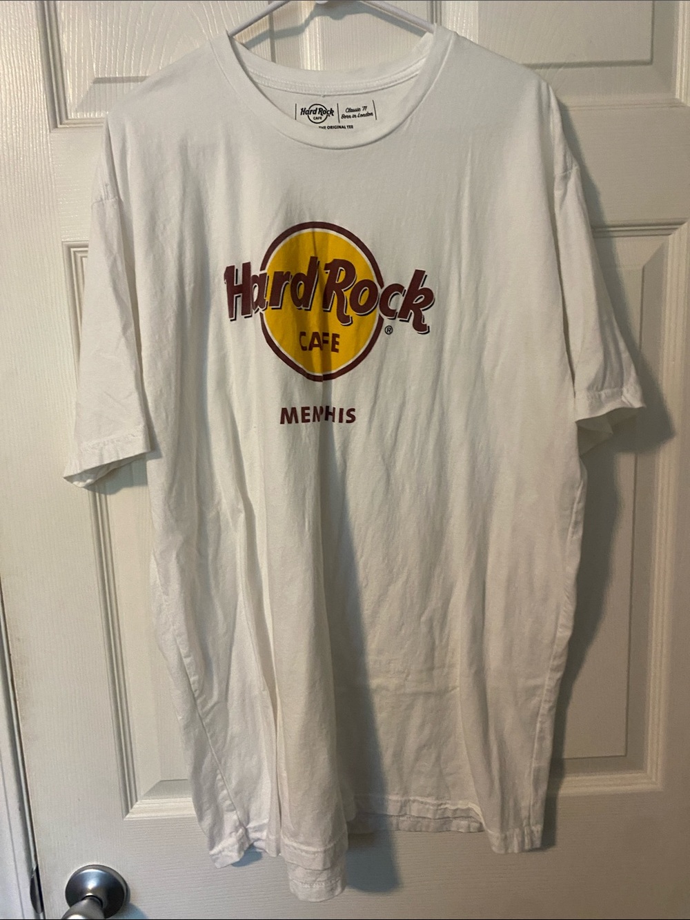 Hard Rock Cafe White T-Shirt with Yellow & Maroon Logo - Men